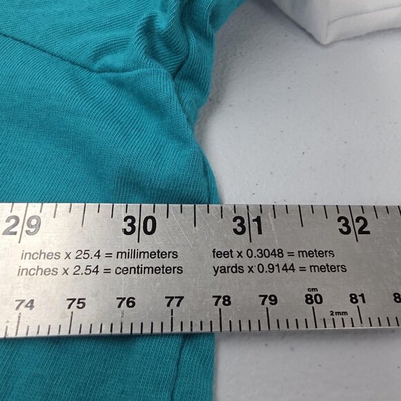 Woman Within Shirt Womens 3X Teal White Layered Look Long Sleeve Cotton - Picture 8 of 9